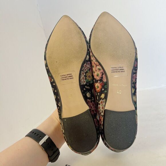 Sundance Marais Black Velvet Floral Pointed Toe Flats Women's Size 9-9.5 - Picture 3 of 8
